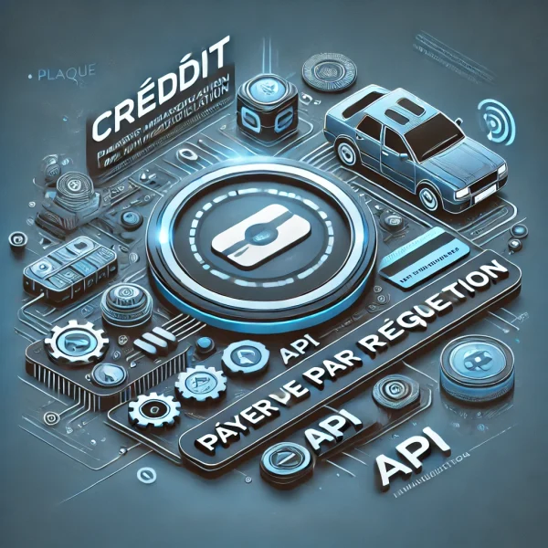 DALL·E 2025-03-08 23.06.55 - A professional digital product image for 'Crédit (Payer par requête)' on apiplaqueimmatriculation.com. The image should have a modern and sleek design Crédit (Payer par requête)
